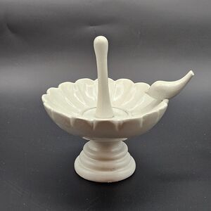 White Bird Bath Ring Holder Jewelry Trinket Dish